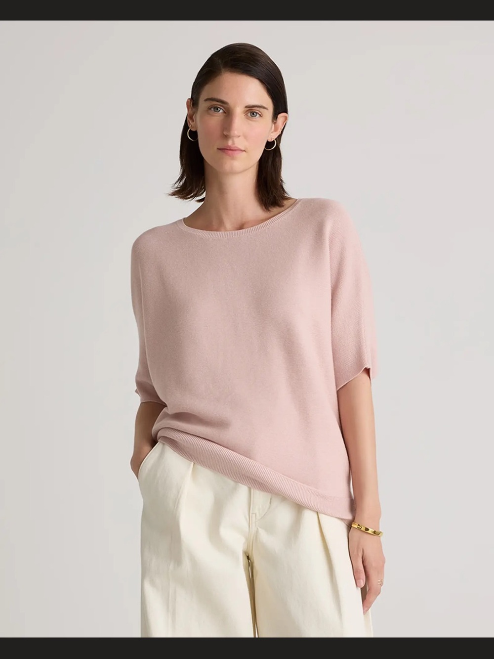 Quince Blush Short Sleeve Crewneck Sweater